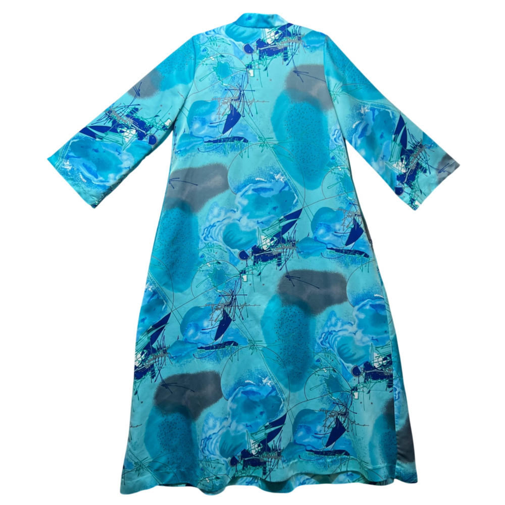 Vintage 60s Montgomery Ward Mid Century Mod‎ Atomic Print Robe House Coat Dress - Picture 8 of 8